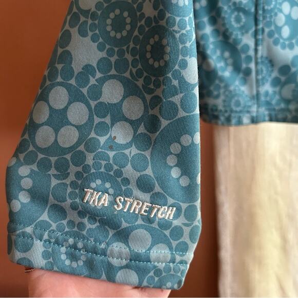 The North Face Fleece Lined TKA Stretch Zip Up Jacket Hoodie Blue Floral Size L - Picture 7 of 7